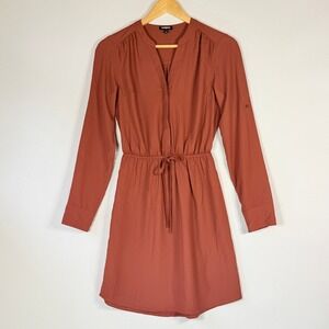 Express‎ Shirt Dress XS Terracotta Elevated Minimalist Office Professional Work